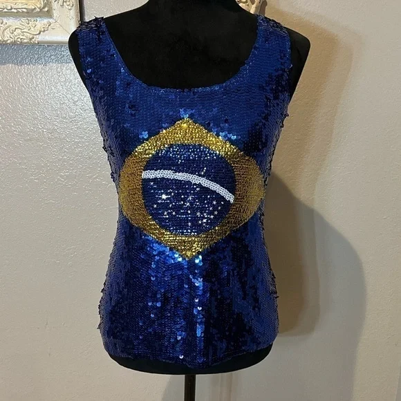 Holin z stone Brazilian flag sequined tank top - Picture 2 of 9